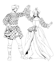 Een kleurplaat van  renaissance kleding